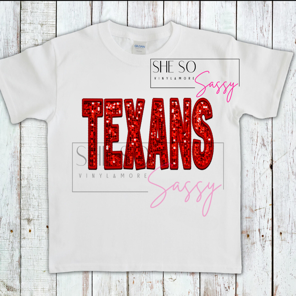 Red Glitter Texans