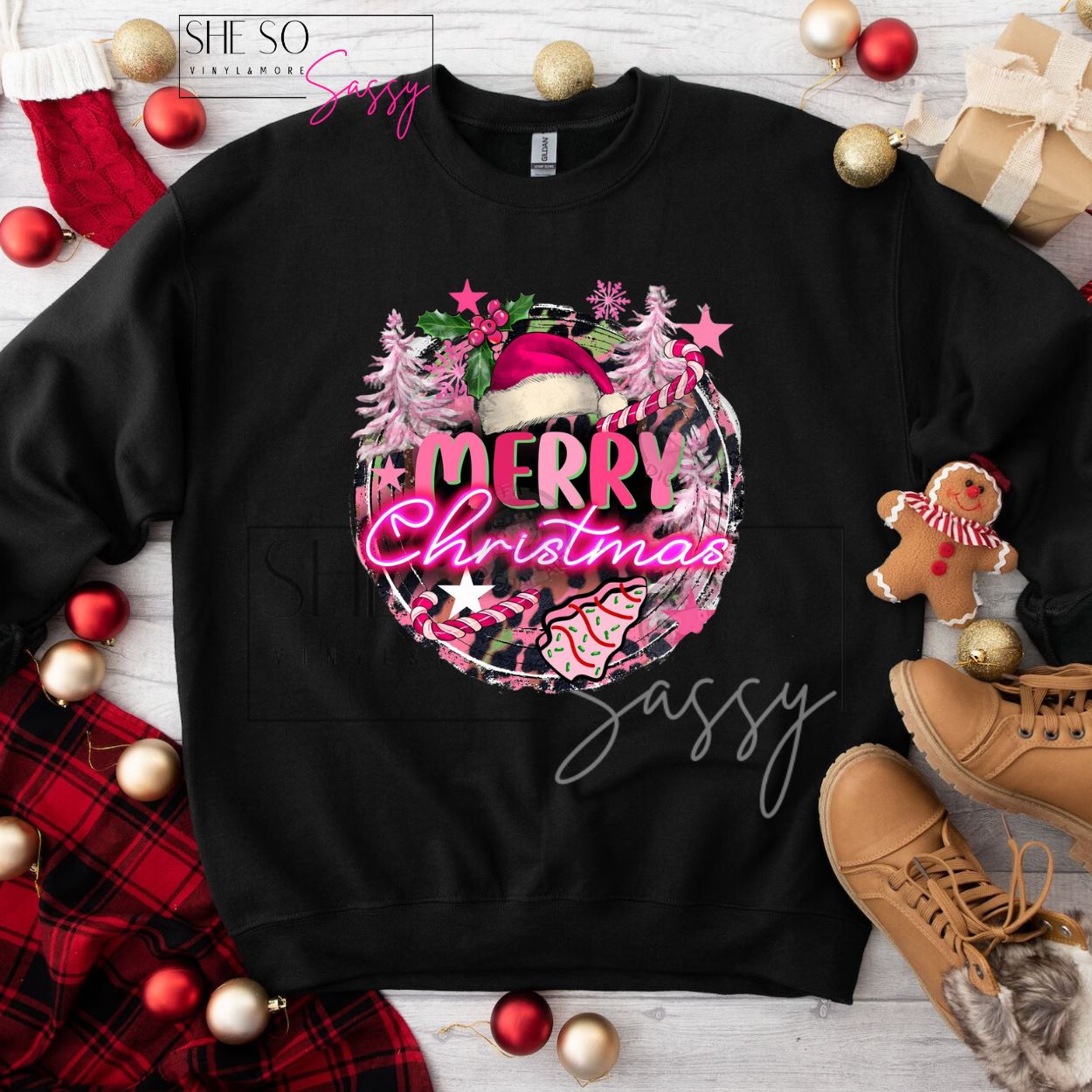 Pink Neon Merry Christmas