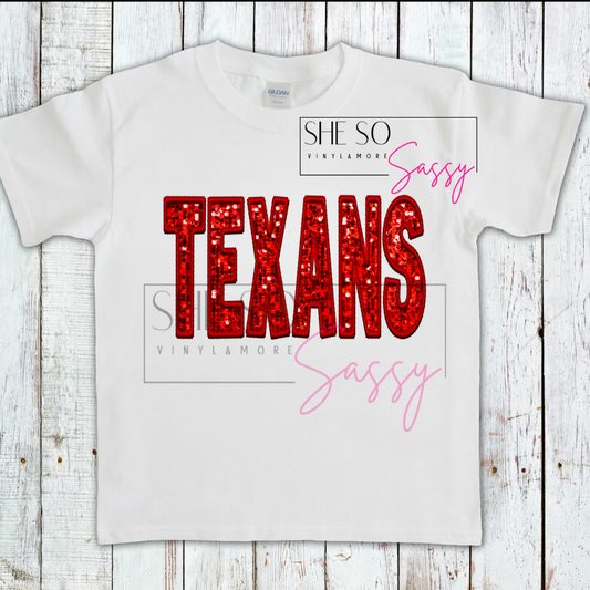 Red Glitter Texans
