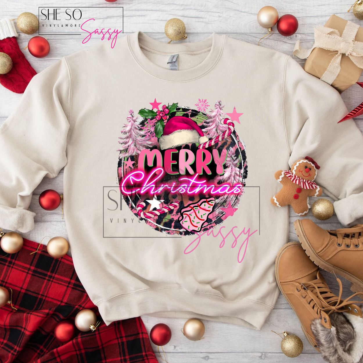 Pink Neon Merry Christmas