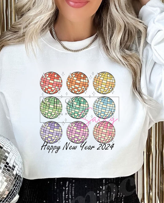 Happy New Year 2024-9 disco balls