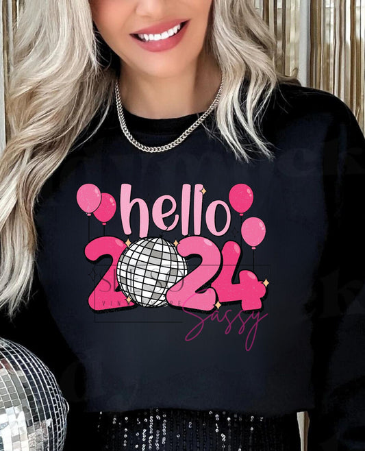 Hello 2024 - pink balloons