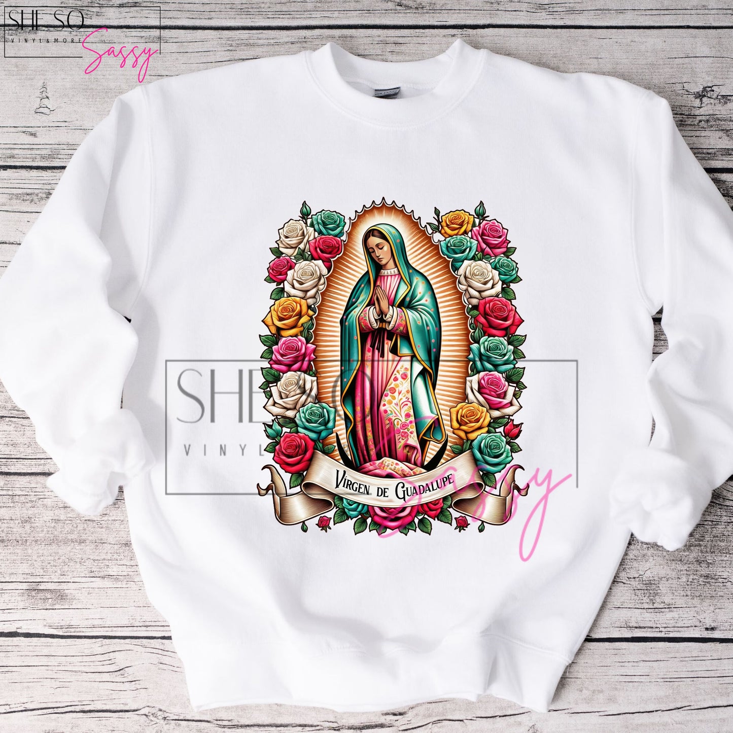 Virgen de Guadalupe-Multi color Roses