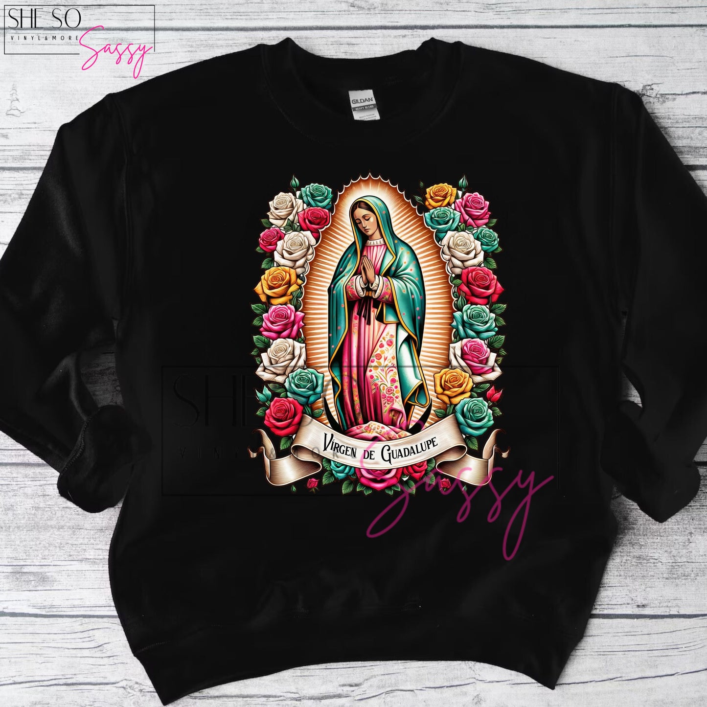 Virgen de Guadalupe-Multi color Roses