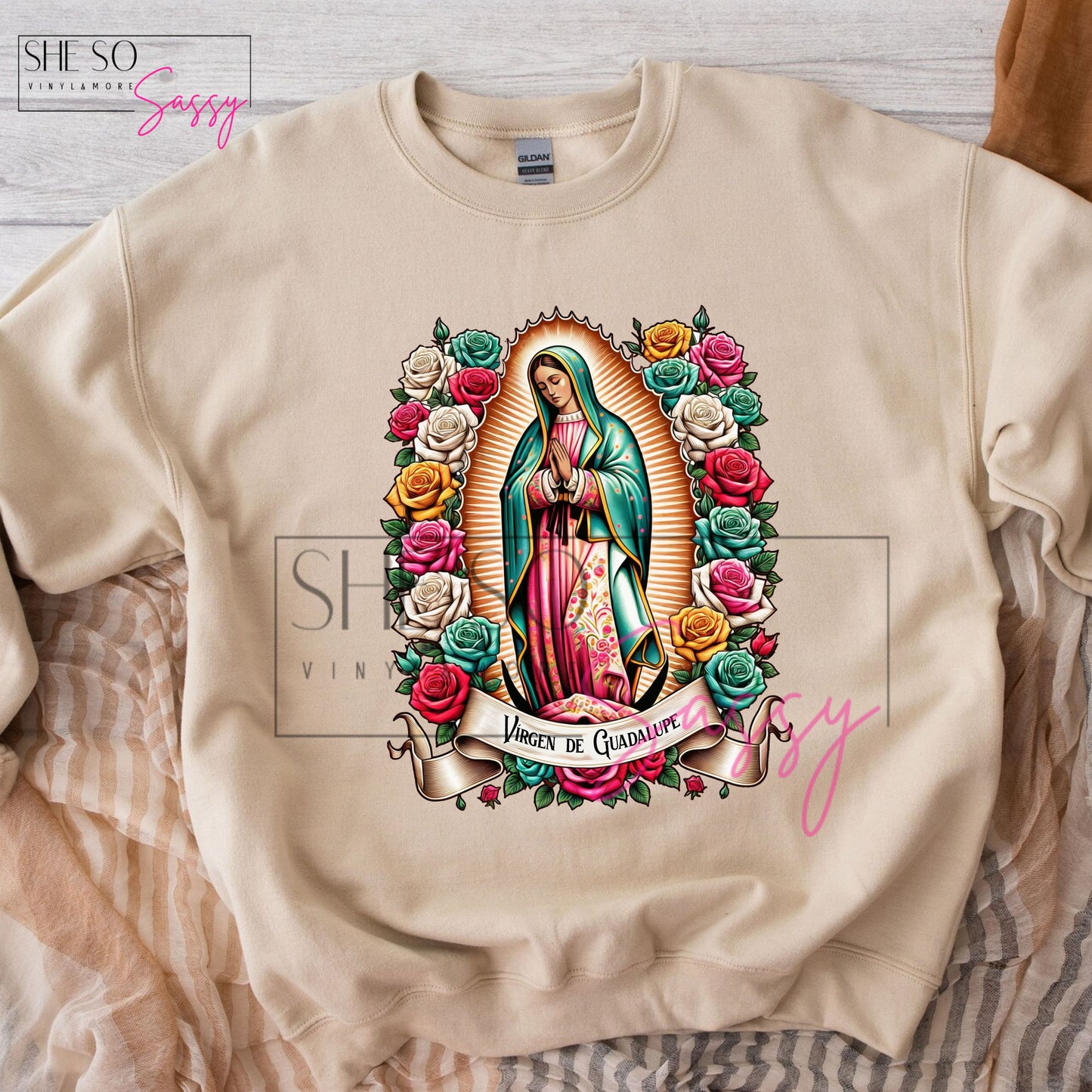 Virgen de Guadalupe-Multi color Roses