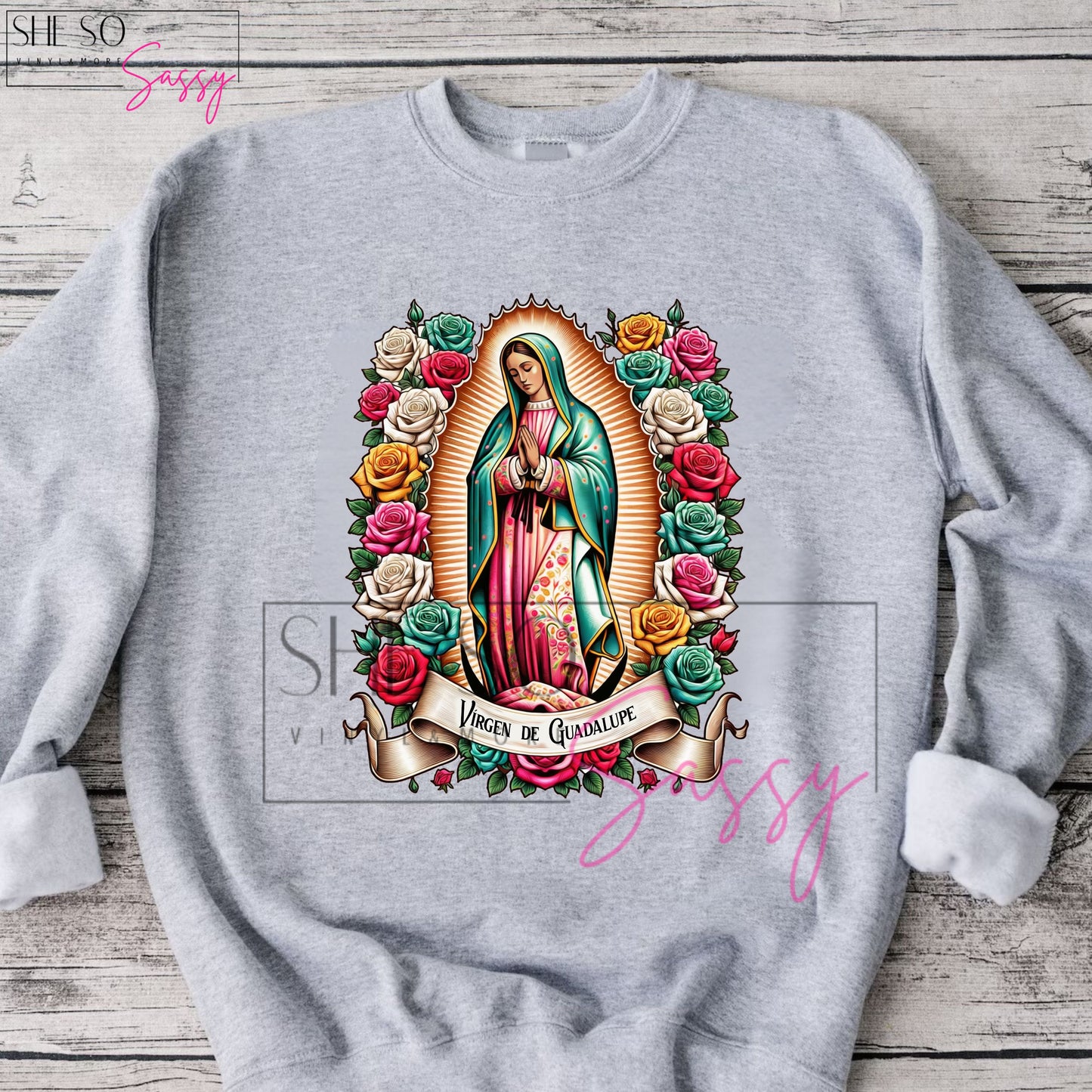 Virgen de Guadalupe-Multi color Roses